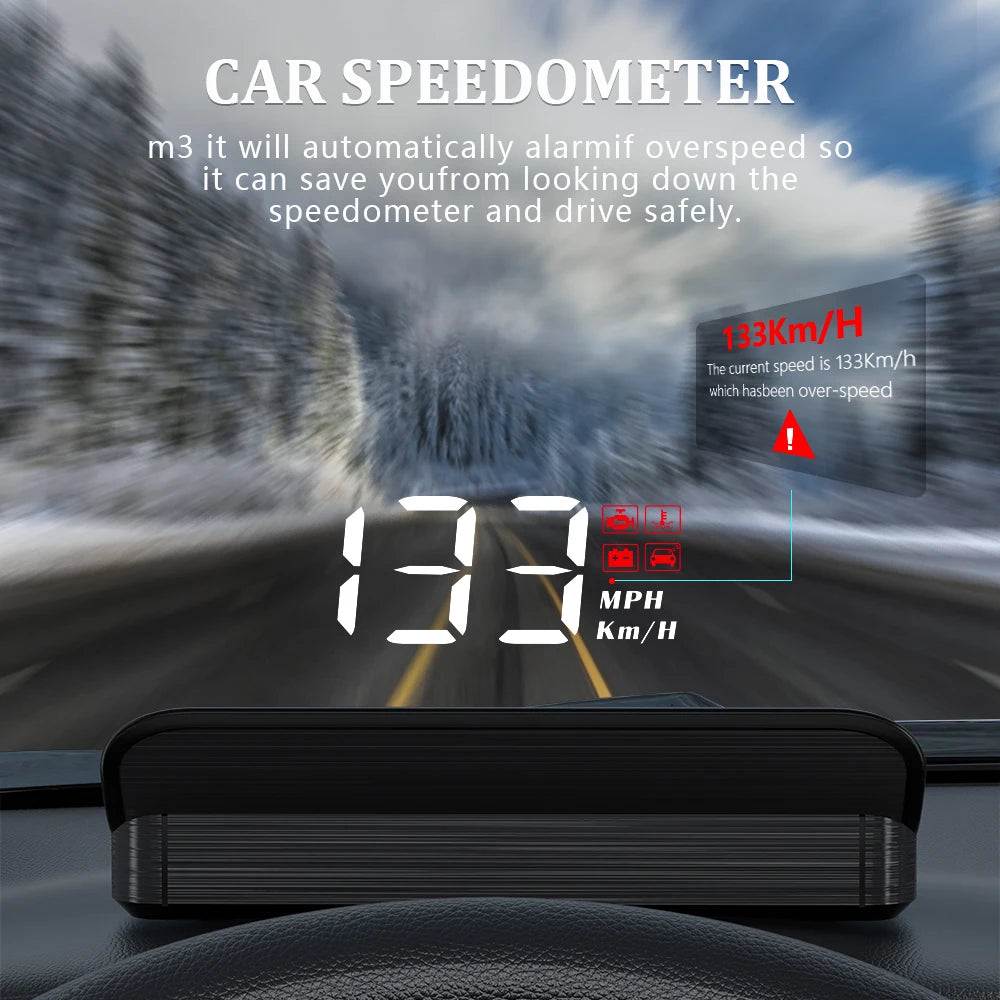 M3 Auto OBD2 GPS Head-Up Display Auto Electronics HUD Projector Display Digital Car Speedometer Accessories for All Car